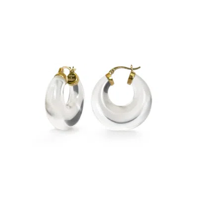 Gold & Honey Women's Gold Clear Chunky Graduated Lucite Hoop Earrings