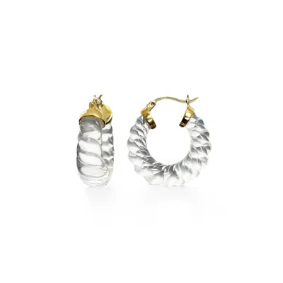Gold & Honey Women's Gold Clear Chunky Rope Lucite Hoop Earrings