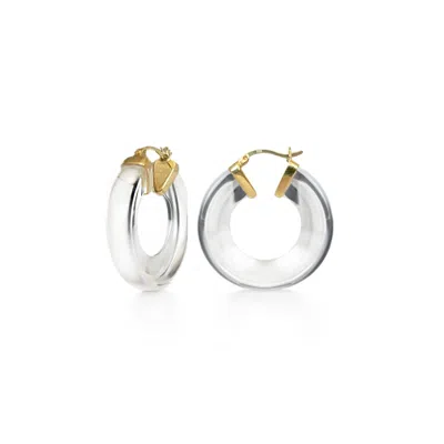 Gold & Honey Women's Gold Clear Chunky V-hoop Lucite Earrings