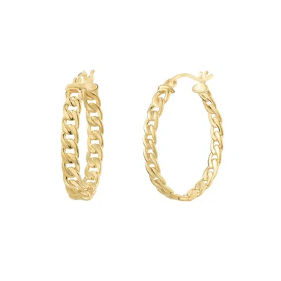 Gold & Honey Women's Gold Curb Link Oval Hoops