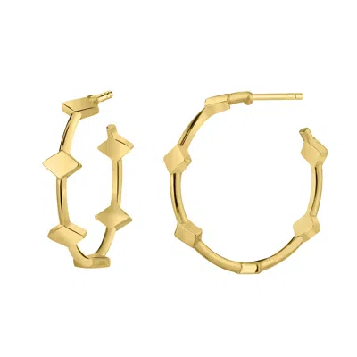 Gold & Honey Women's Gold Diamond Station Hoops