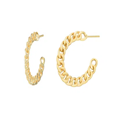 Gold & Honey Women's Gold Flat Curb Link Hoops