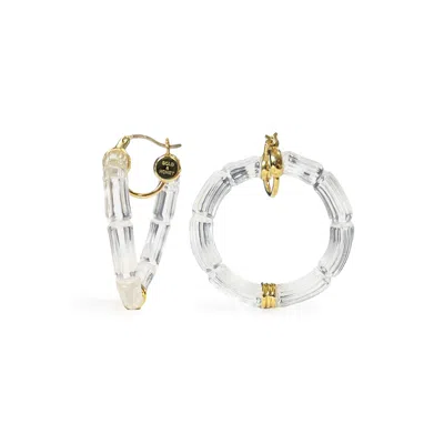 Gold & Honey Women's Gold Gala Round Bamboo Hoop Earrings