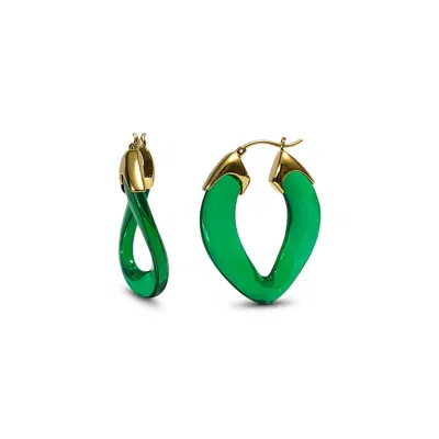Gold & Honey Women's Gold / Green Emerald Curb Link Lucite Birthstone Hoop Earrings