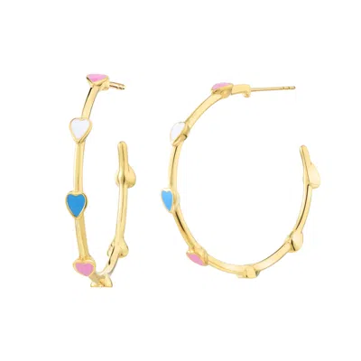 Gold & Honey Women's Gold Heart Station Hoops