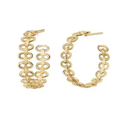 Gold & Honey Women's Gold Landscape Link Hoops