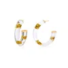 Gold & Honey Women's White / Gold Gold Leaf Hoop Earrings In White