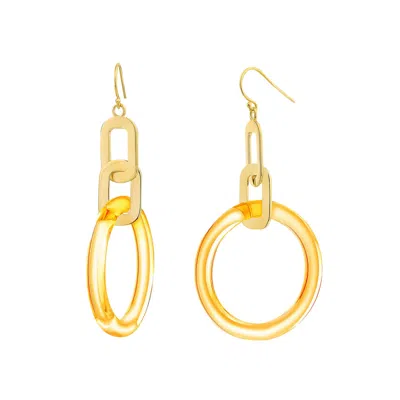 Gold & Honey Women's Gold Link Drop Earrings In Honey In Metallic