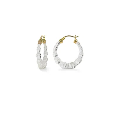 Gold & Honey Women's Gold Mini Clear Bamboo Hoop Earrings