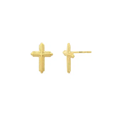 Gold & Honey Women's Gold Petite Cross Studs