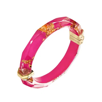 Gold & Honey Women's Gold / Pink 24k Gold Leaf Lucite Bangle In Pink In Multi