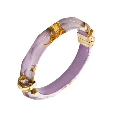 Gold & Honey Women's Gold / Pink / Purple 24k Gold Leaf Lucite Bangle In Lavender In Multi