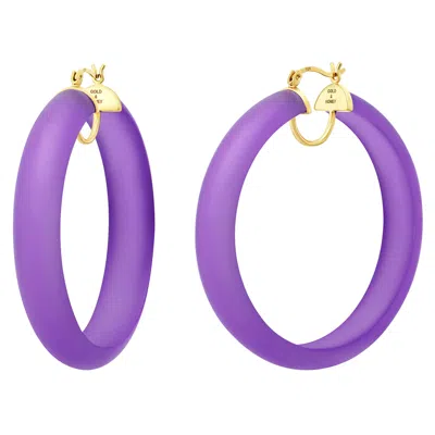 Gold & Honey Women's Gold / Pink / Purple Frosted Hoop Earrings In Purple
