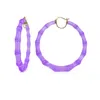 Gold & Honey Women's Gold / Pink / Purple Xl Bamboo Hoop Earrings In Purple Grape