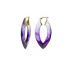 Gold & Honey Women's Gold / Purple Purple Ombre  Marquise Lucite Hoop Earrings In Purple