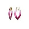 Gold & Honey Women's Gold / Red Red Ombre  Marquise Lucite Hoop Earrings In Pink