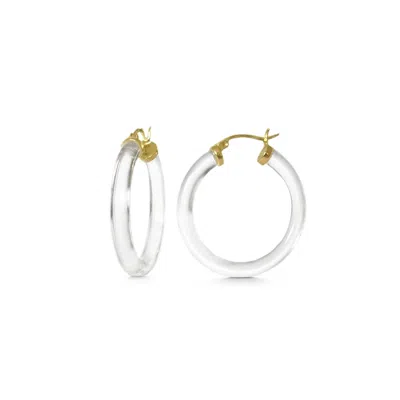 Gold & Honey Women's Gold Thin Kate Hoop In Clear