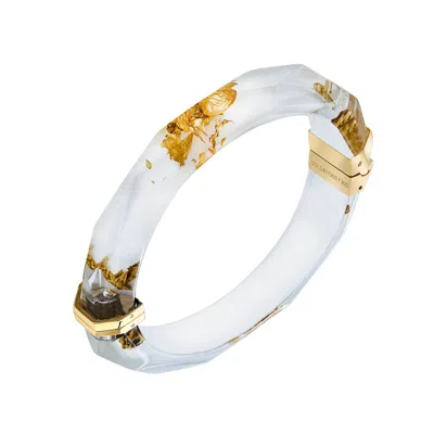 Gold & Honey Women's Gold / White 24k Gold Leaf Lucite Bangle In White