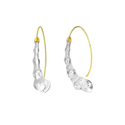 Gold & Honey Women's Gold Wishbone Bamboo Drop Earrings In Clear In Multi