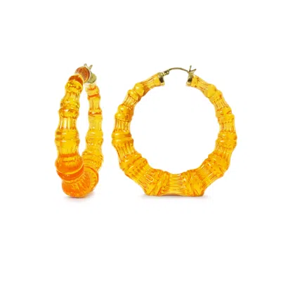 Gold & Honey Women's Gold / Yellow / Orange Bamboo Hoop Earrings In Honey In Multi