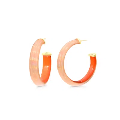 Gold & Honey Women's Gold / Yellow / Orange Medium Iridescent Lucite Hoops In Orange In Pink