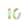 Gold & Honey Women's Green / Gold Gold Leaf Hoop Earrings In Mint Green