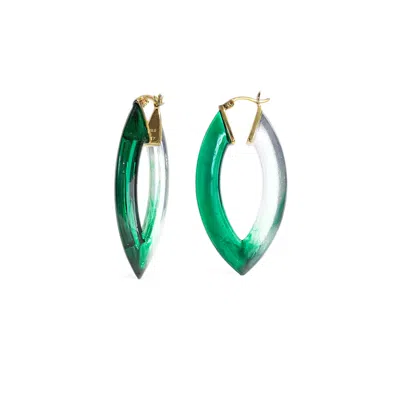 Gold & Honey Women's Green / Gold Green Ombre Marquise Lucite Hoop Earrings