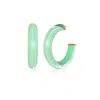 Gold & Honey Women's Green / Gold Medium Illusion Hoops In Mint Green