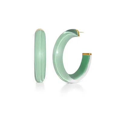 GOLD & HONEY WOMEN'S GREEN / GOLD MEDIUM ILLUSION HOOPS IN MOODY JADE