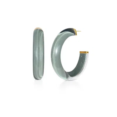 Gold & Honey Women's Green / Gold Medium Illusion Hoops In Watercress Green