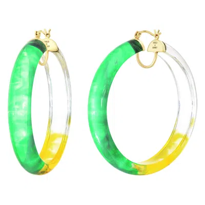 Gold & Honey Women's Green / Yellow Green And Yellow Tie Dye Hoops In Multi