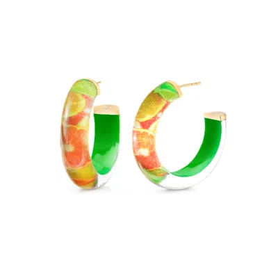 Gold & Honey Women's Green / Yellow / Orange Sour Lucite Hoops In Multi