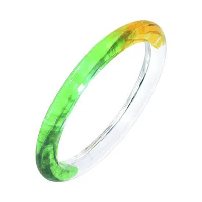 Gold & Honey Women's Green / Yellow / Orange Tie Dye Slip On Bangle In Green And Yellow In Multi