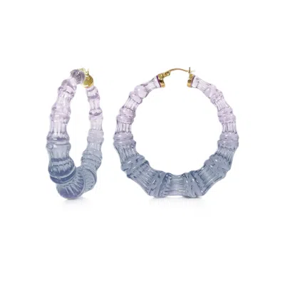 Gold & Honey Women's Grey / Pink / Purple Purple Ombre Lucite Bamboo Hoop Earrings In Neutral