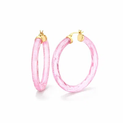 Gold & Honey Women's Instyle Lucite Hoop Earrings In Pink