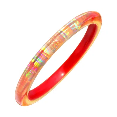 Gold & Honey Women's Iridescent Bangle In Red