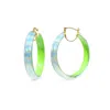 Gold & Honey Women's Large Lucite Iridescent Hoops In Green In Blue