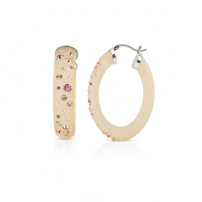 Gold & Honey Women's Large Oval Confetti Hoop Earrings In Champagne Gold