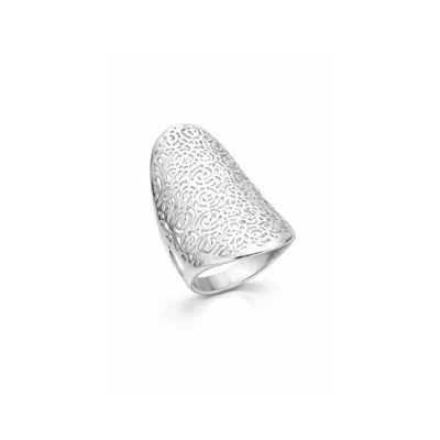 Gold & Honey Women's Longline Floral Ring In Silver