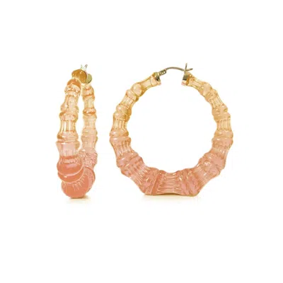 Gold & Honey Women's Lucite Bamboo Hoop Earrings In Autumn Leaves In Pink
