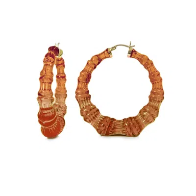 Gold & Honey Women's Lucite Bamboo Hoop Earrings In Rum & Coke In Orange
