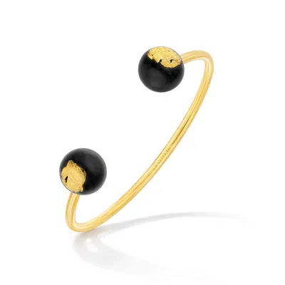 Gold & Honey Women's Lucite Bead Cuff In Black-silver Leaf In Gold