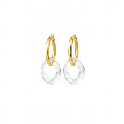Gold & Honey Women's Lucite Curb Link Hoop Earrings In Clear In Gold