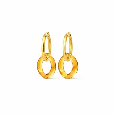 Gold & Honey Women's Lucite Curb Link Hoop Earrings In Honey In Gold