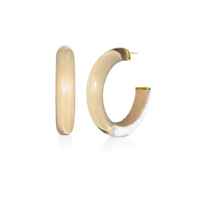 Gold & Honey Women's Medium Illusion Hoop Earrings In Caramel In Gold