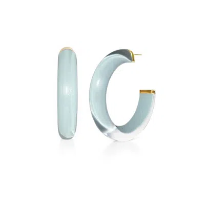 Gold & Honey Women's Medium Illusion Hoop Earrings In Grey In Silver