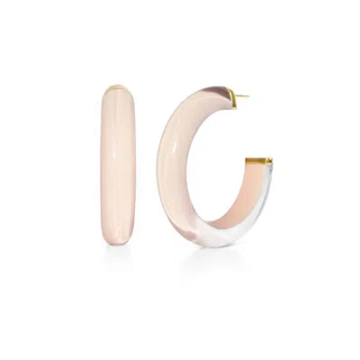 Gold & Honey Women's Medium Illusion Lucite Hoop Earrings In Ballerina Slipper In Pink