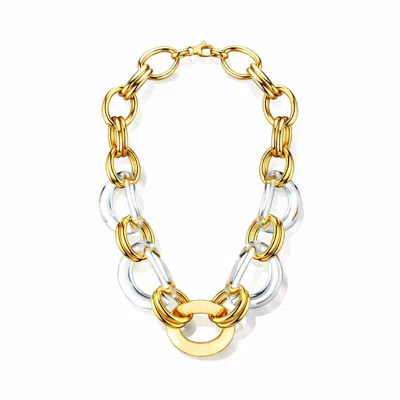 Gold & Honey Women's Oversized Link Lucite Necklace In Clear/ Gold