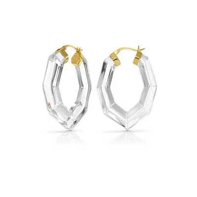 Gold & Honey Women's Pear Gem Lucite Hoop Earrings In Clear In Metallic