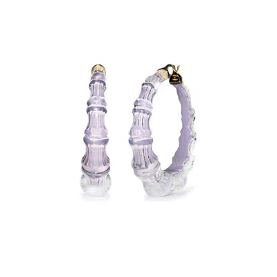Gold & Honey Women's Pink / Purple / Gold Bamboo Illusion Hoop Earrings In Lavender